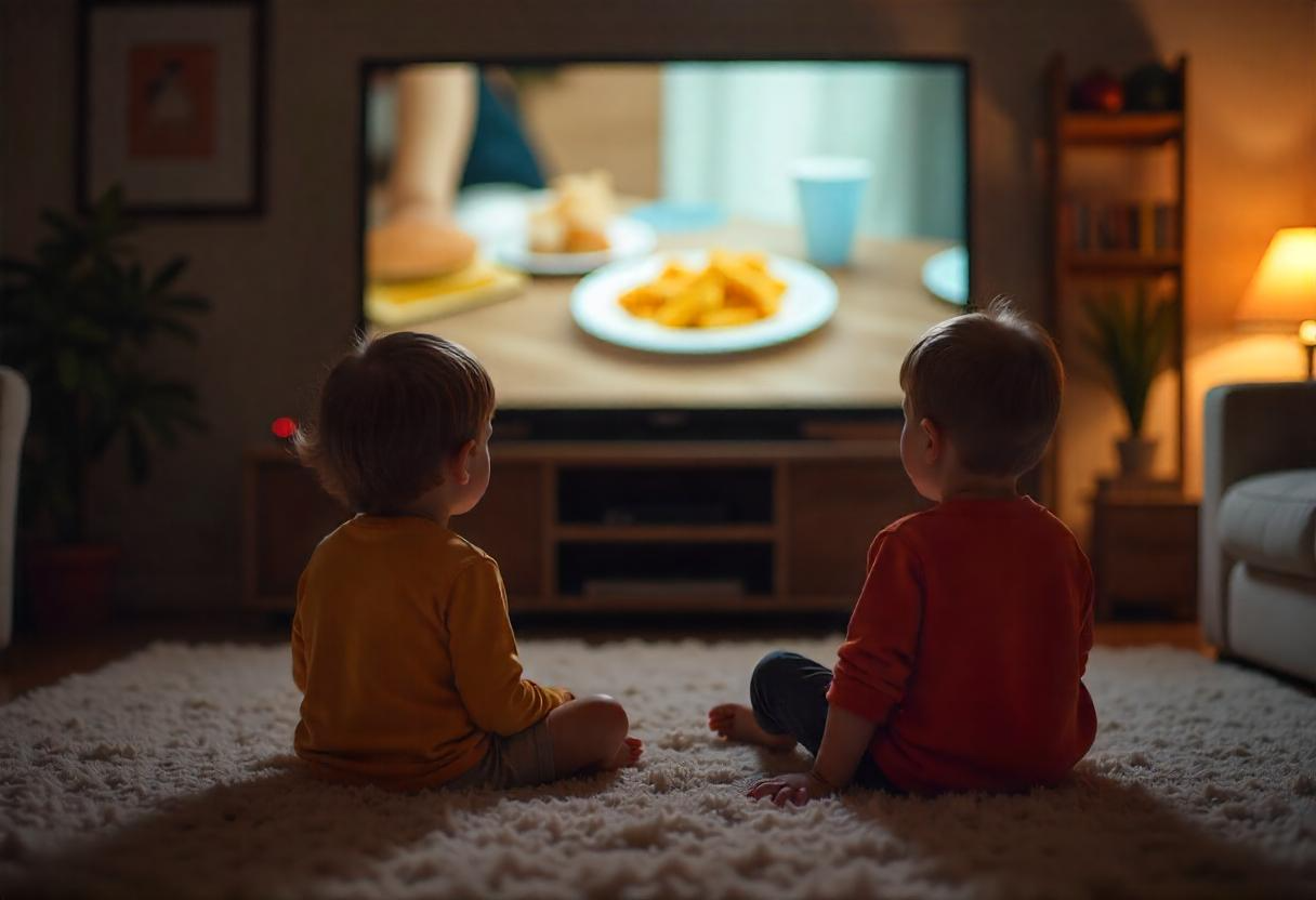 niños y niñas viendo un anuncio